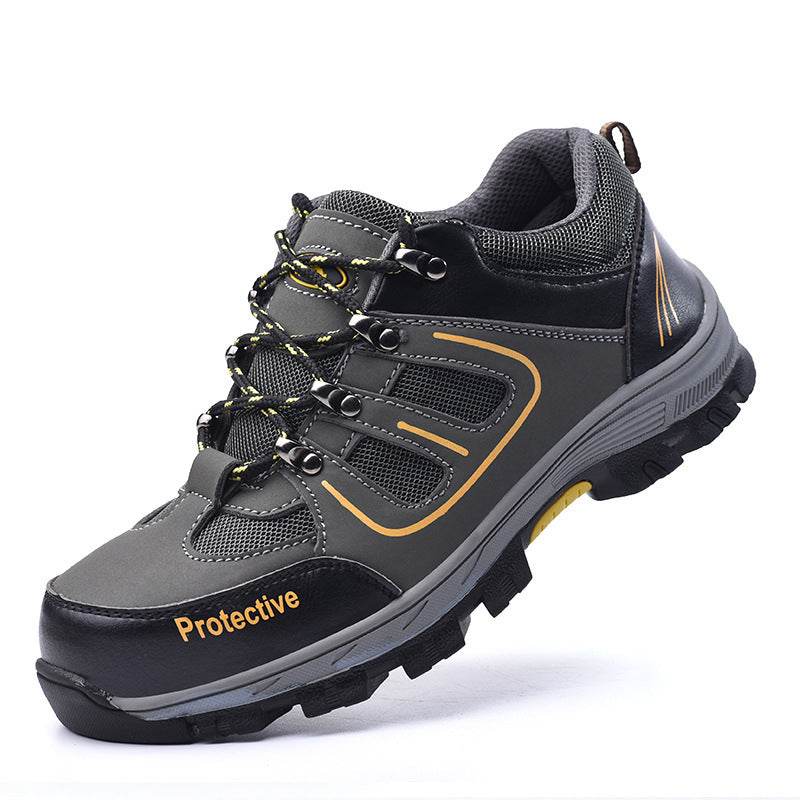 Men's Breathable Mesh Non-slip Steel Toe Safety Shoes - Mubimart