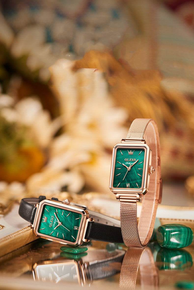 Oris Brand Watch Small Green Watch Waterproof Belt Ladies Watch Women - Mubimart