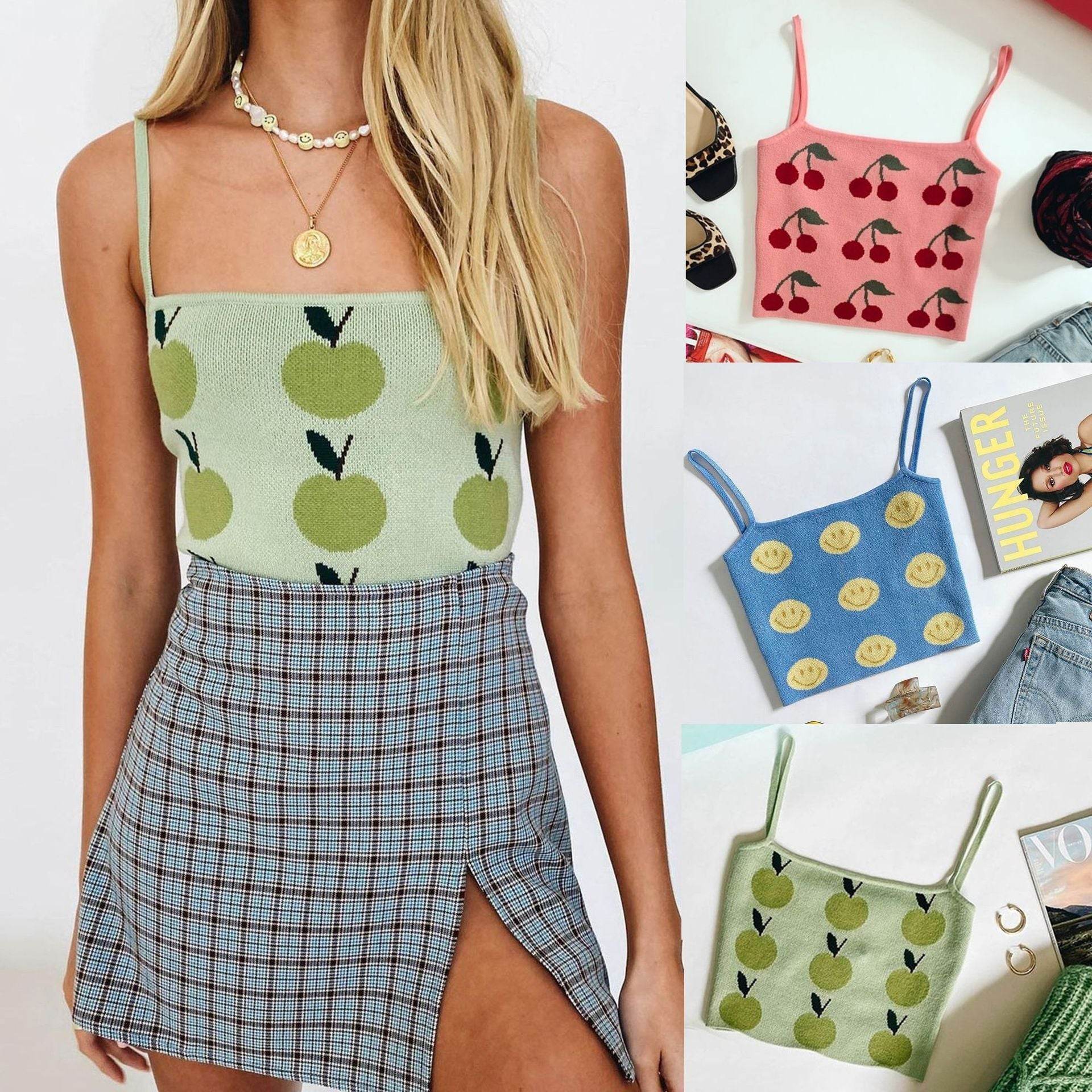 Green Fashion All-match Camisole Top - Mubimart