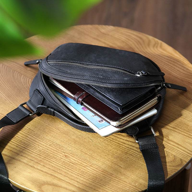 Mens Retro Casual Leather Shoulder Crossbody Bag - Mubimart