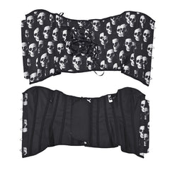 Skull Strapless Court Corset Women's Top - Mubimart -  