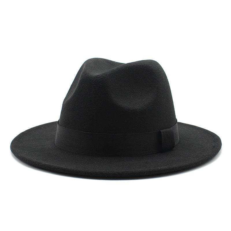 New Panama Flat Brim Fedora Hat Woolen Hat Men's And Women's Hats - Mubimart