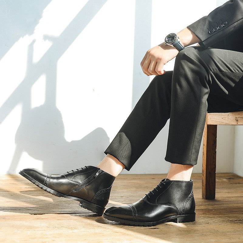 Pointy Front Lace-up English Doc Martens Casual Ankle Boot - Mubimart