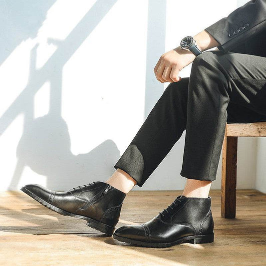 Pointy Front Lace-up English Doc Martens Casual Ankle Boot - Mubimart