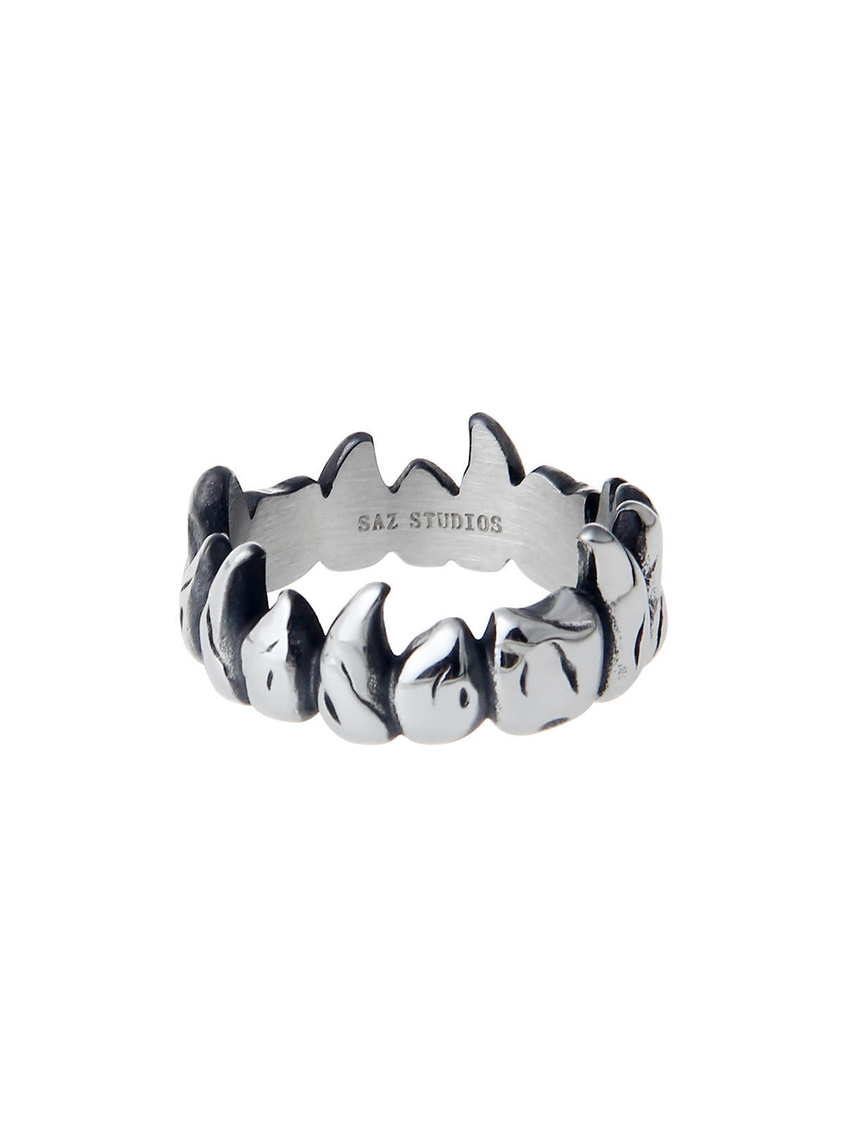 Animal Teeth Shape Closed Titanium Steel Ring For Men And Women