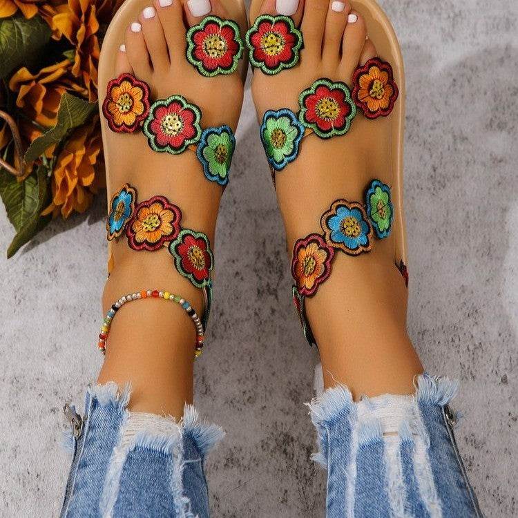 Peacock Eye Hair Beach Slippers Women - Mubimart