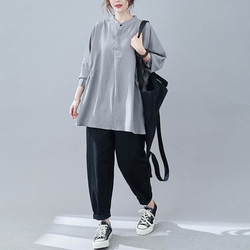 Loose Slimming Blouse For Fat Women Plus Size Women's Clothing - Mubimart