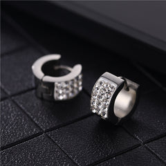 Fashion Titanium Steel Multi-row Rhinestone Zircon Stainless Steel Earrings For Men And Women