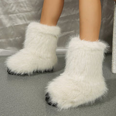 Fashion Long Plush Snow Boots Winter Warm Mid-tube Furry Cotton Shoes For Women Short Boot