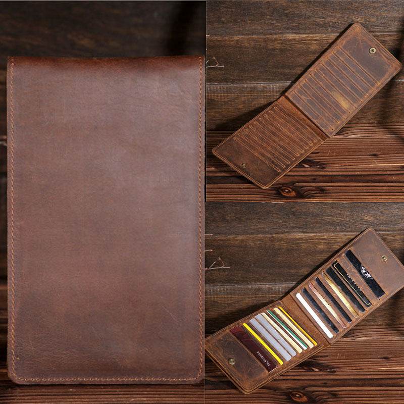 Men's Long Mobile Phone Bag Money Bag Head Layer Cowhide Crazy Ma Card Bag Wallet Card Clip Big Card Clip Thin - Mubimart