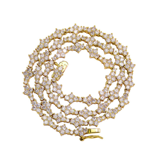 Tennis Bracelet Necklace Flower Shape Mixed Setting
