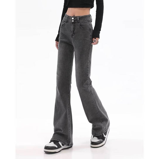 Retro American Slightly Flared Jeans Women - Mubimart