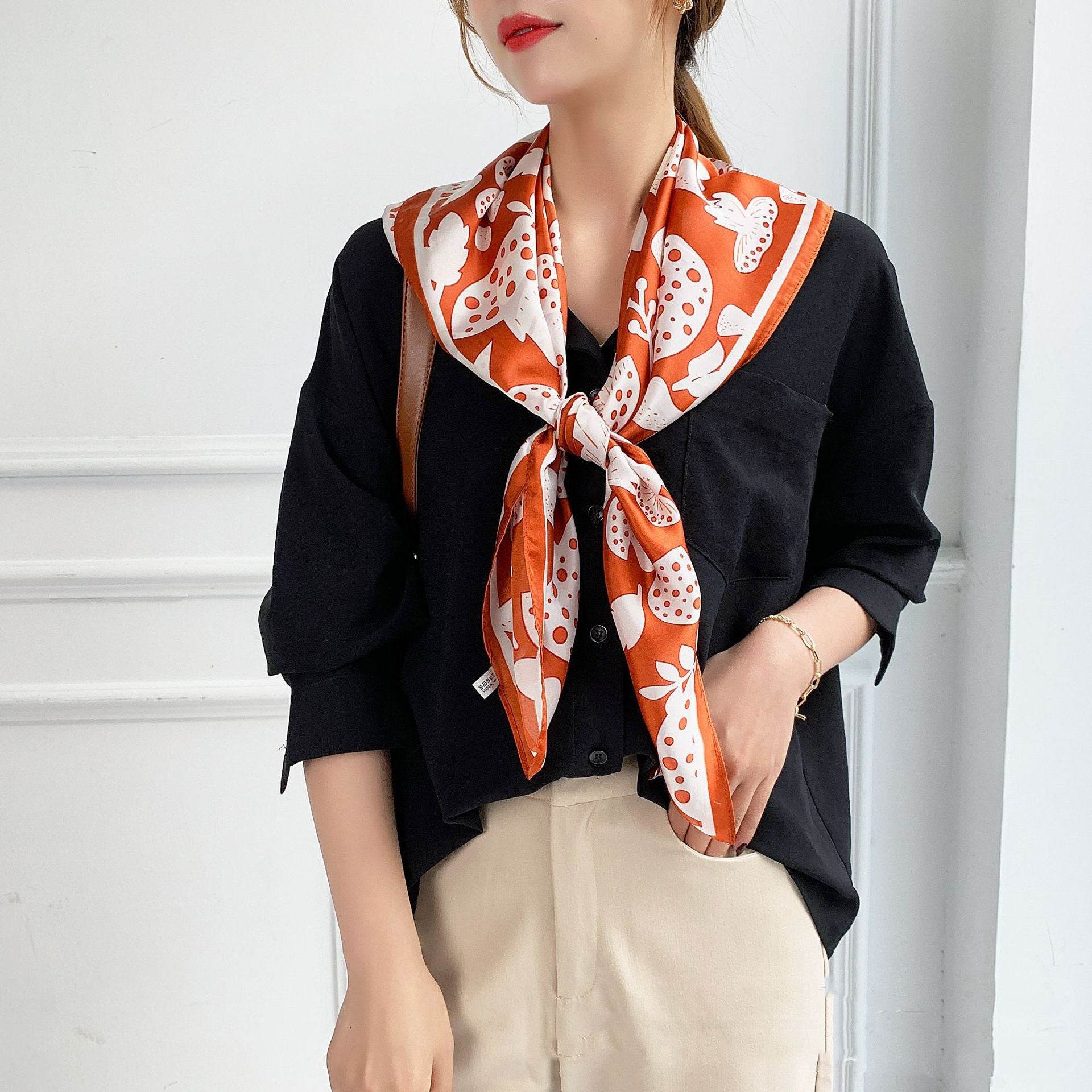 Fashion Silk Scarves Female Printing Hijab - Mubimart