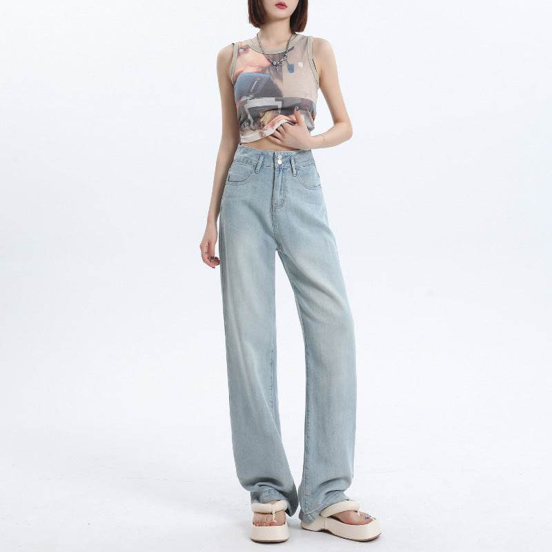 Fashion Tencel Wide-leg Jeans For Women - Mubimart