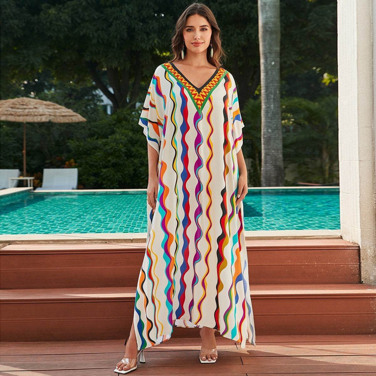 Plus Size Robe Blouse Beach Bikini Vacation Coat Dress Women - Mubimart