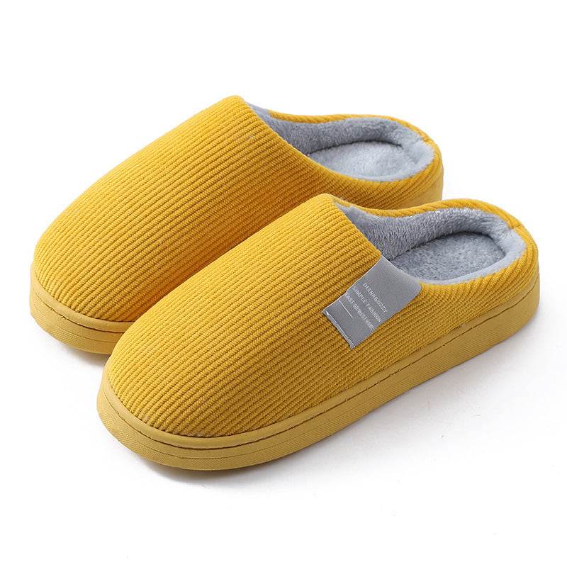 Indoor Corduroy Shoes Warm Plush Home Slipper Anti Slip Floor Bedroom Shoes Autumn Winter - Mubimart