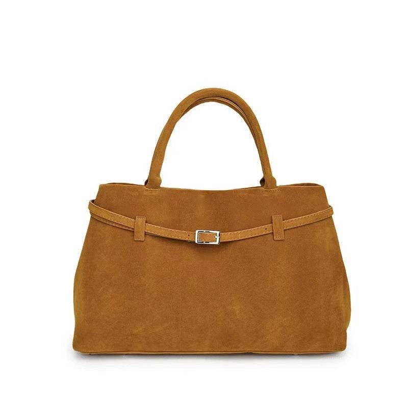 2025 Hot Sale Decorative Design Solid Faux Suede Handbag Large Capacity Casual Tote Bags For Women Tote Design Portable Shoulder Bag - Mubimart