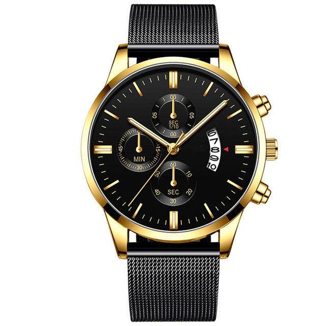 Mens Business Luxury Watches For Men Mesh Band Quartz Watch - Mubimart