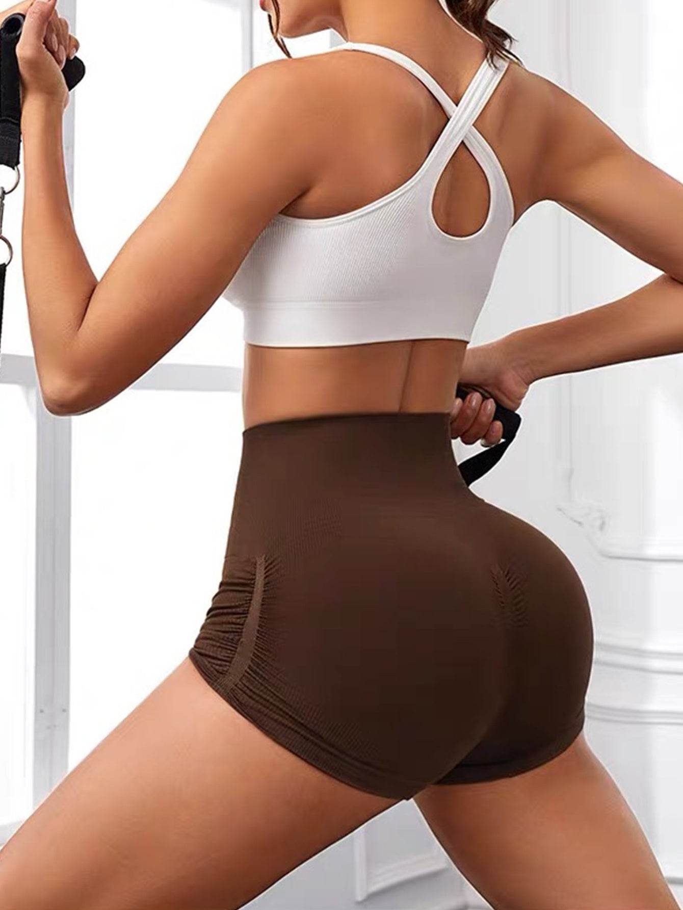 Workout Shorts For Women Scrunch Butt Lifting High Waisted Yoga Gym Seamless Booty Biker Shorts - Mubimart
