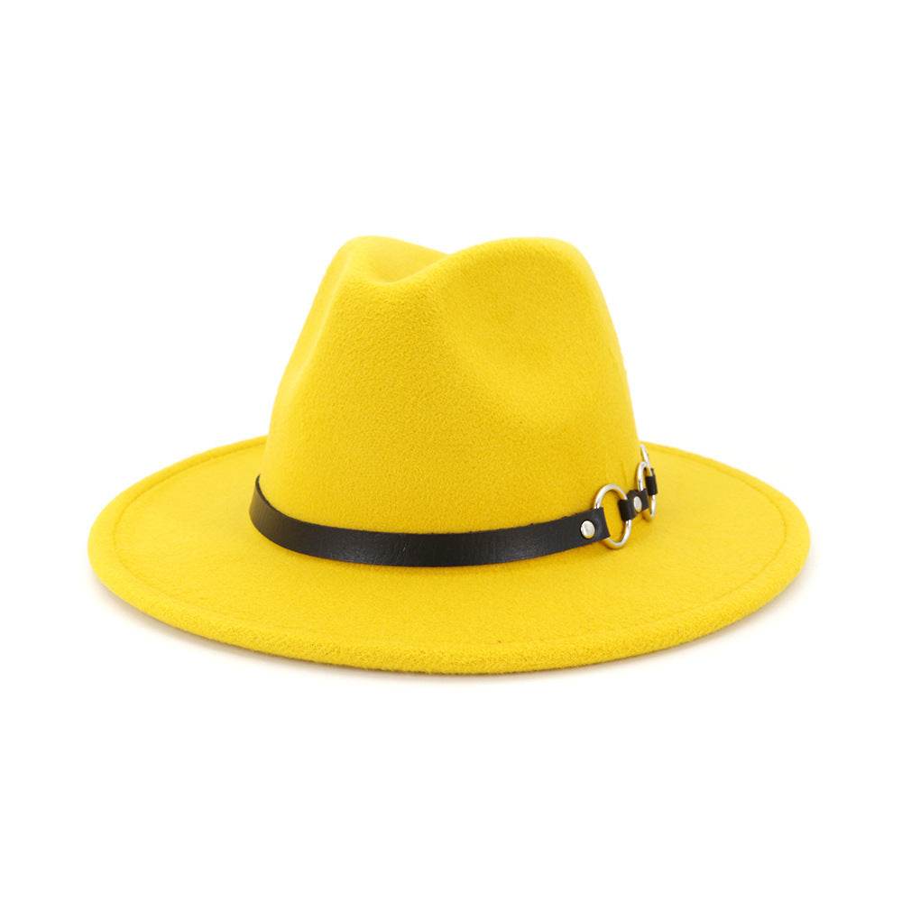 60cm Woolen Hat Gentleman Fedora Hat Flat Brim Big Brim Hat - Mubimart