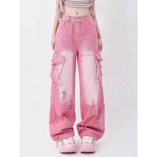 Design Sense Niche Cute Straight Jeans For Women - Mubimart