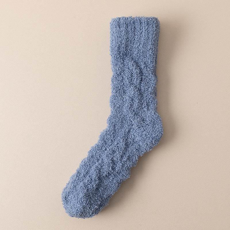 Winter Warm Fuzzy Coral Fleece Socks Women Men Velvet Thickened Home Sleepping Floor Socks - Mubimart