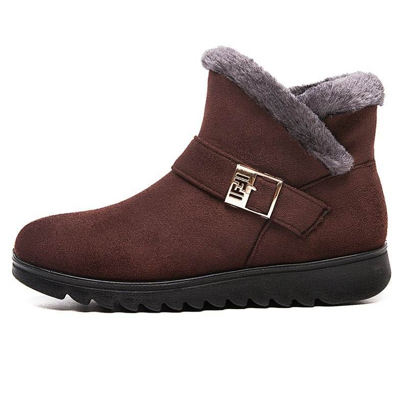 Winter Boots Women Warm Plush Snow Boots Zipper Comfort Flats Shoes - Mubimart