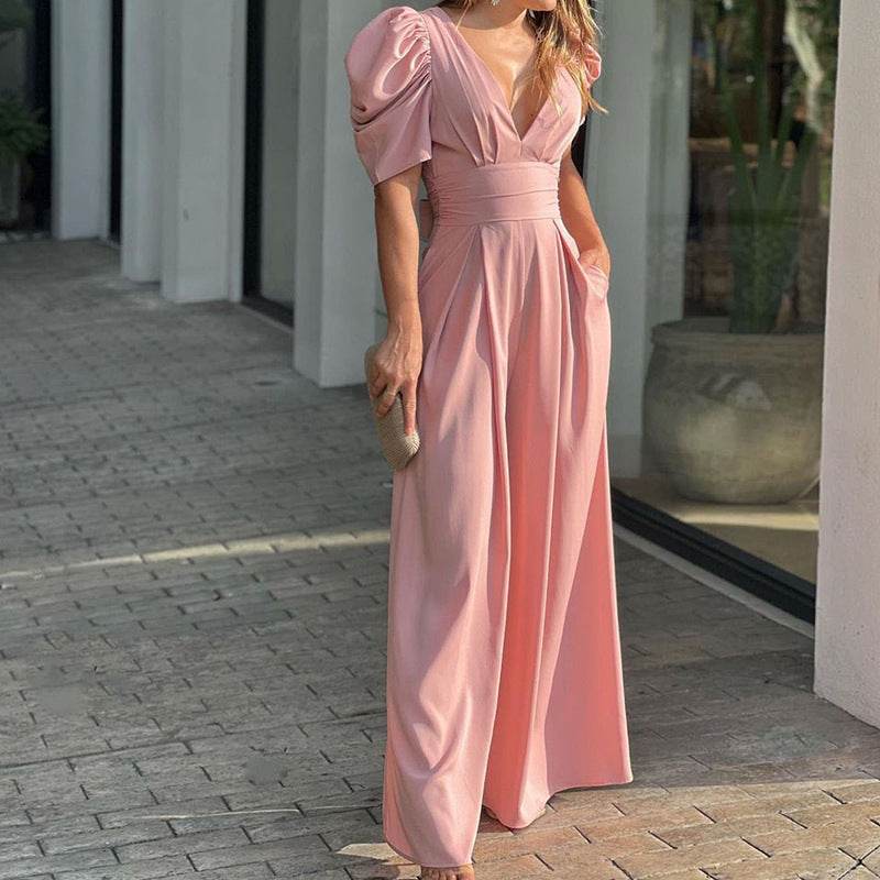 Fashion Elegant Plus Size Wide Legs Jumpsuit - Mubimart