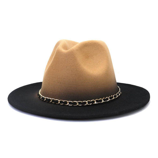 Painted Woolen Flat Brim Autumn And Winter British Style Fashion Fedora Hat - Mubimart