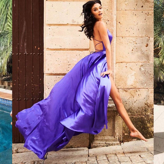 Sleeveless Split Prom Evening Dress New - Mubimart