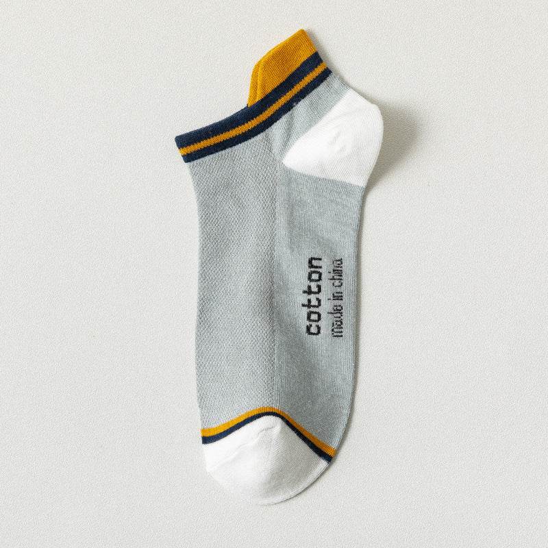 Socks Male Socks Sweat-absorbent Breathable Short Pure Cotton Socks Spring And Summer Thin Low-top Sports Mesh Men's Boat Socks - Mubimart