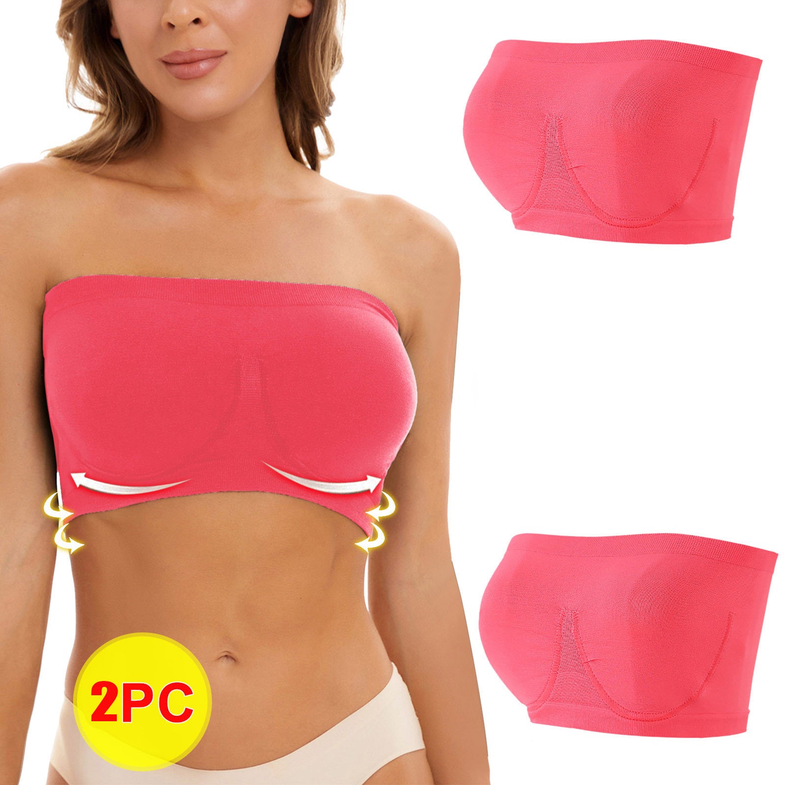 Plus Size Women's Seamless Bandeau Bra - Mubimart -  