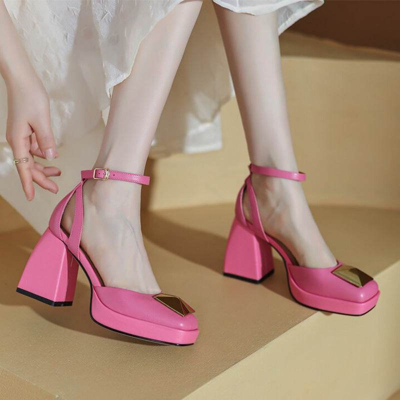 Women's Retro Strappy Roman Style High Heel Sandals - Mubimart