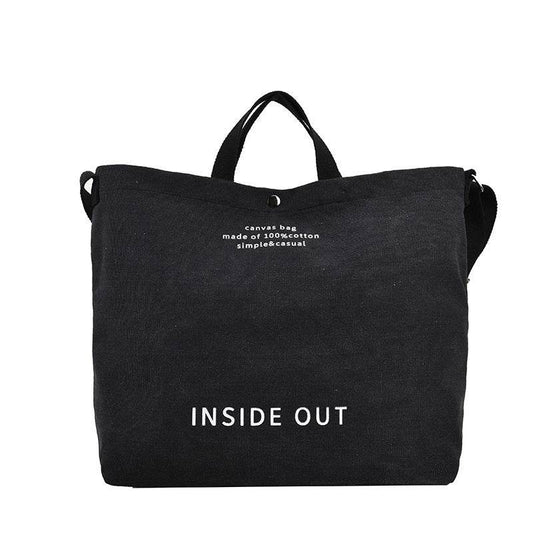 Canvas Letters Tote Bag Large Capacity Crossbody Women - Mubimart
