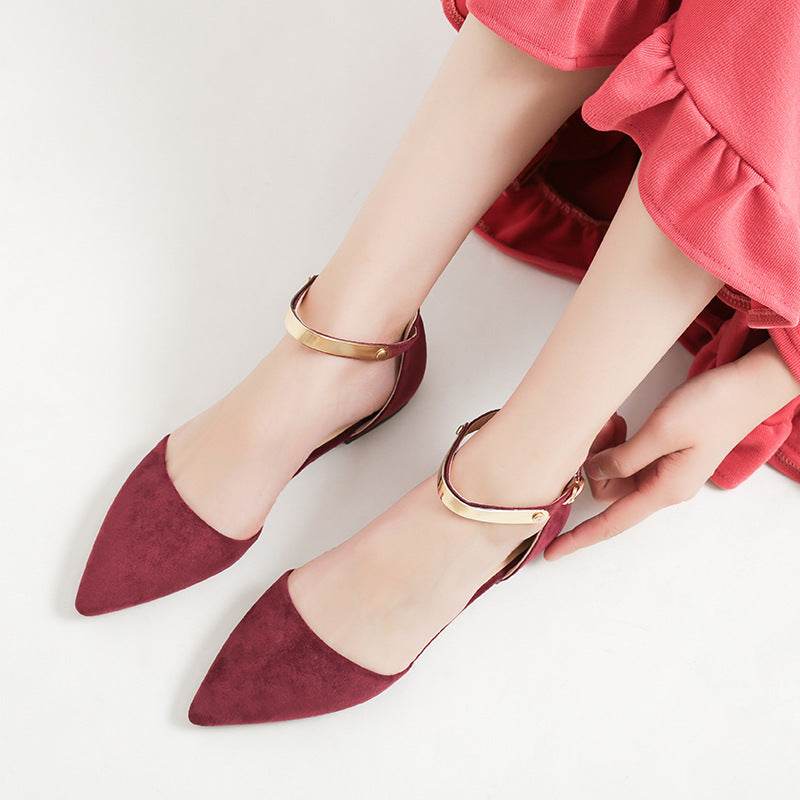 Women's Plus Size Flat Pointed Toe Hollow Shoes - Mubimart