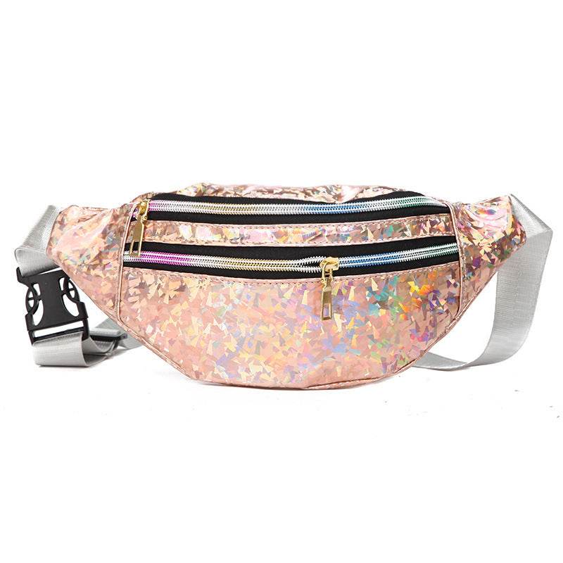 Double Pocket Holographic Fanny Pack - Mubimart