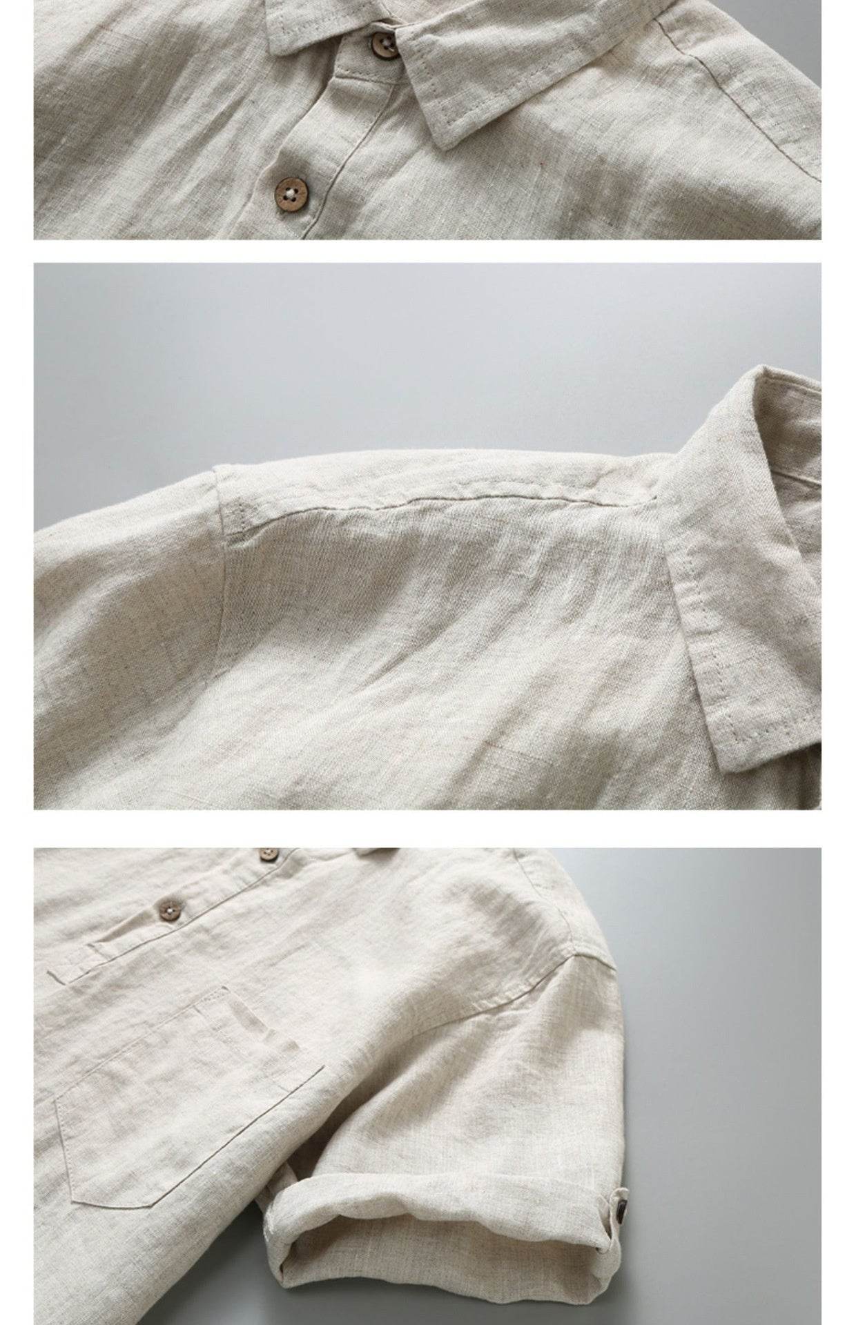 Pure Linen Casual Yarn-dyed Fabric Full Linen Shirt - Mubimart