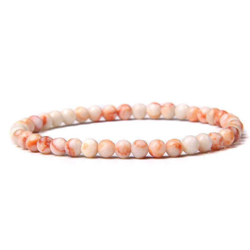 4mm Natural Agate Stone Beads Energy Charm Bracelet For Women - Mubimart