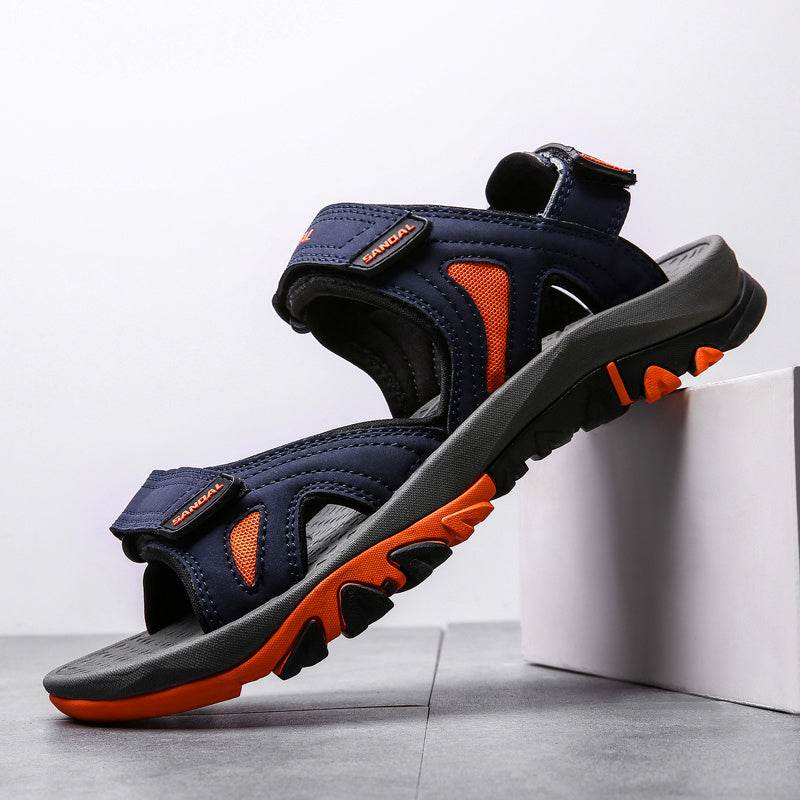 Leather Sandals, Men's Beach Shoes, Extra-large Sandals, Versatile Men's Shoes - Mubimart