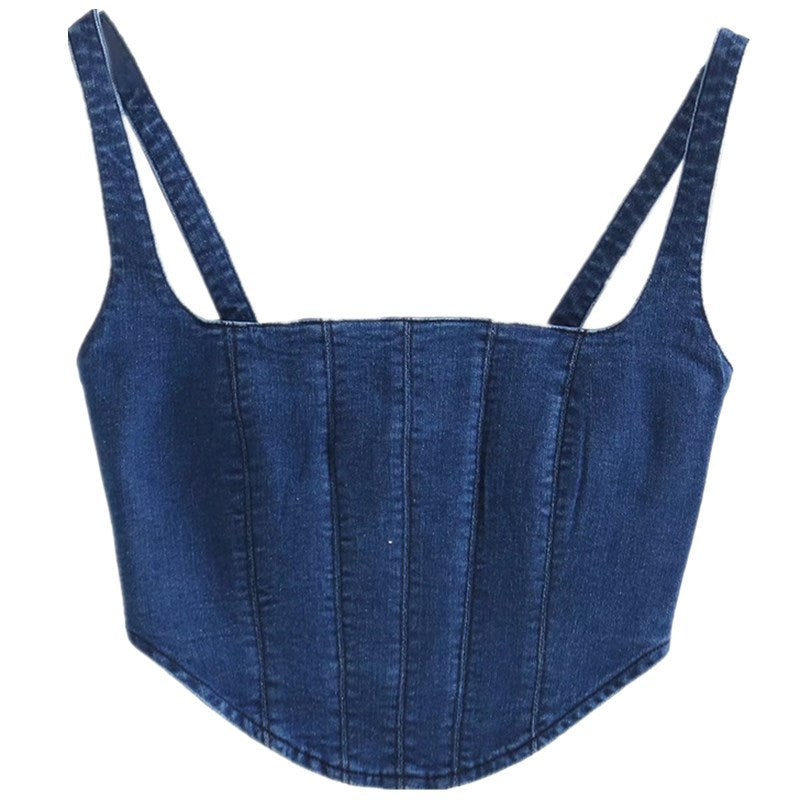 Women's Denim Fashion Simple Corset Top - Mubimart -  