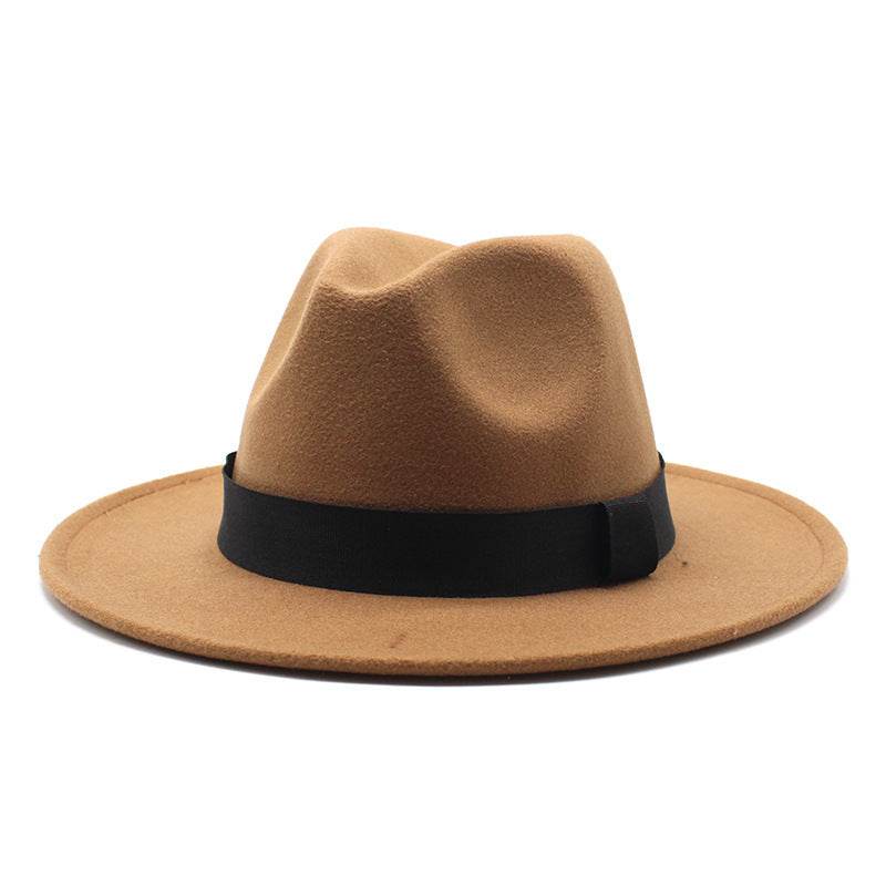 New Panama Flat Brim Fedora Hat Woolen Hat Men's And Women's Hats - Mubimart
