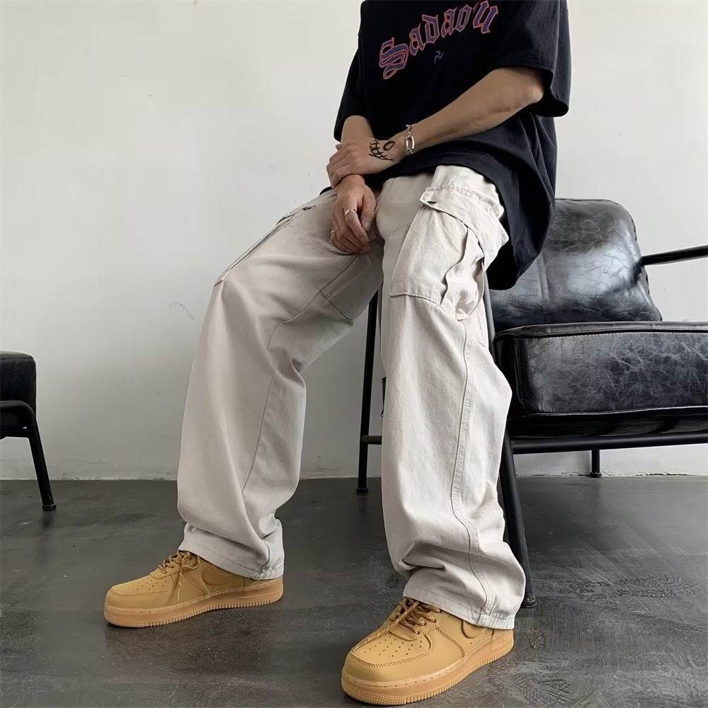 American Retro Ami Khaki Overalls Men's Autumn - Mubimart