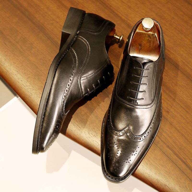 Men's Leather Shoes Shoes Rubber Sole Leather Shoes Oxford Shoes - Mubimart