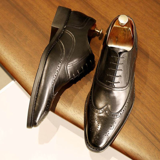 Men's Leather Shoes Shoes Rubber Sole Leather Shoes Oxford Shoes - Mubimart