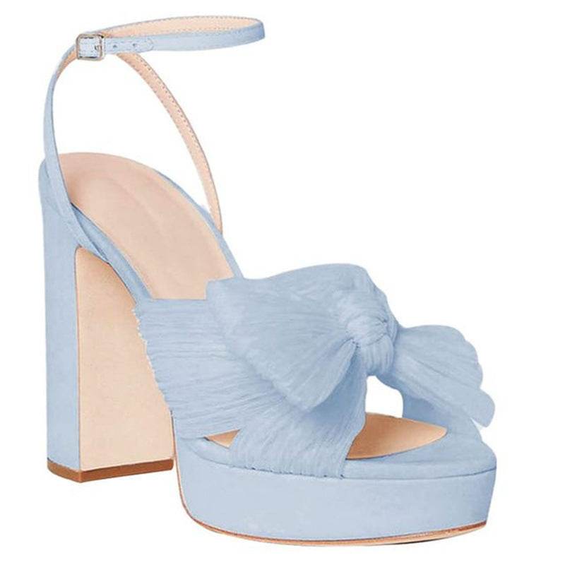 Women's Platform High Heels Fashion Bowknot Sandals - Mubimart
