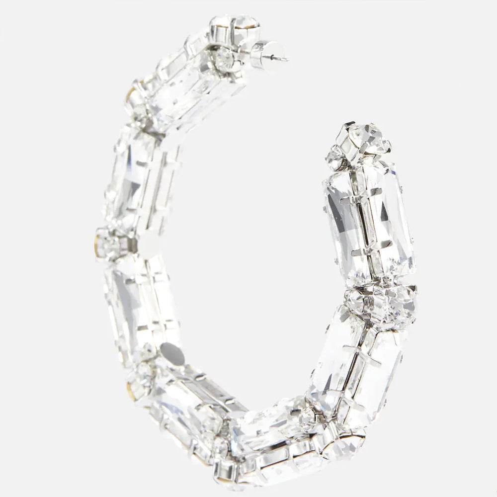 Rhinestone Earrings Personalized Fashion Hoop Exaggerated Earrings Versatile Accessories For Women - Mubimart
