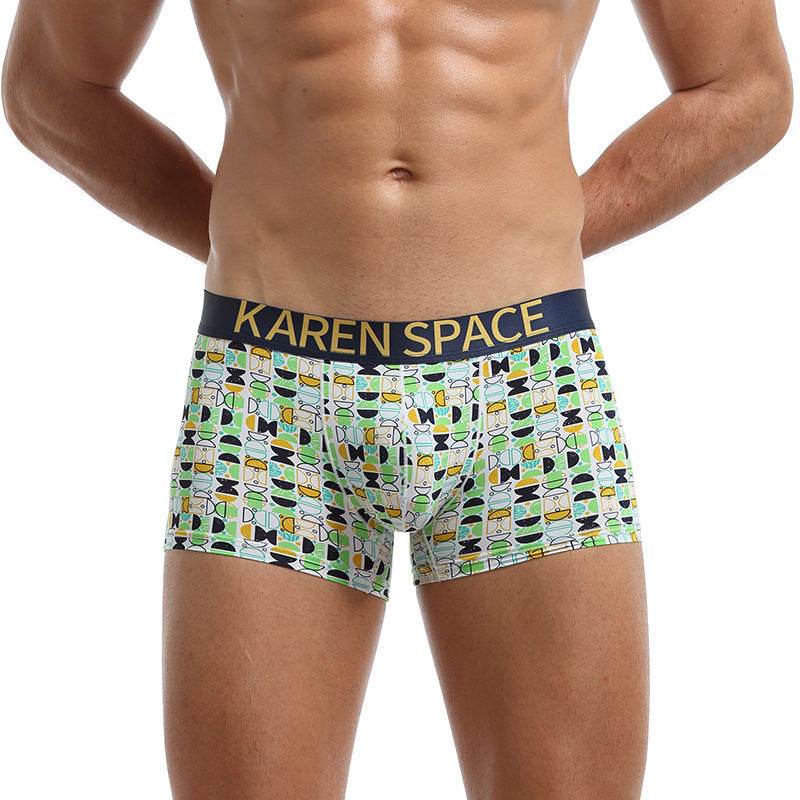Ice Silk Fashion Printed Boxers - Mubimart