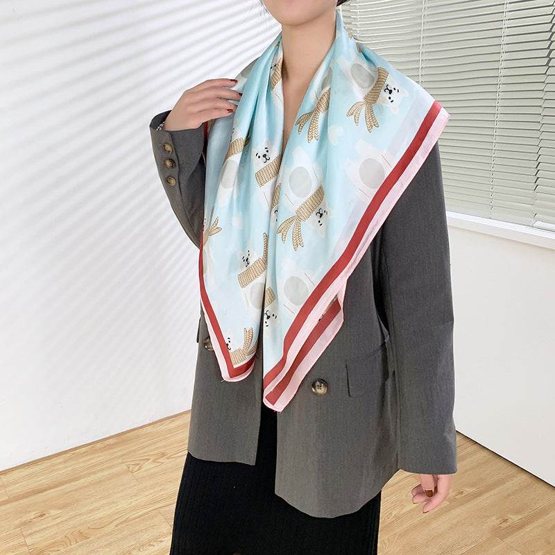 Fashion Silk Scarves Female Printing Hijab - Mubimart