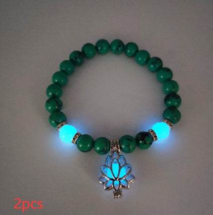 Energy Luminous Lotus Natural Stone Bracelet Yoga Healing Luminous Glow In The Dark Charm Beads Bracelet For Men Women Prayer Buddhism - Mubimart