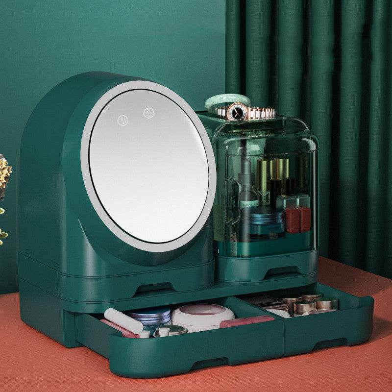 Desktop Makeup Organizer Dustproof With Mirror - Mubimart
